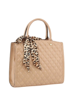 Fashion Quilted Leopard Scarf Satchel QF0031 TAUPE